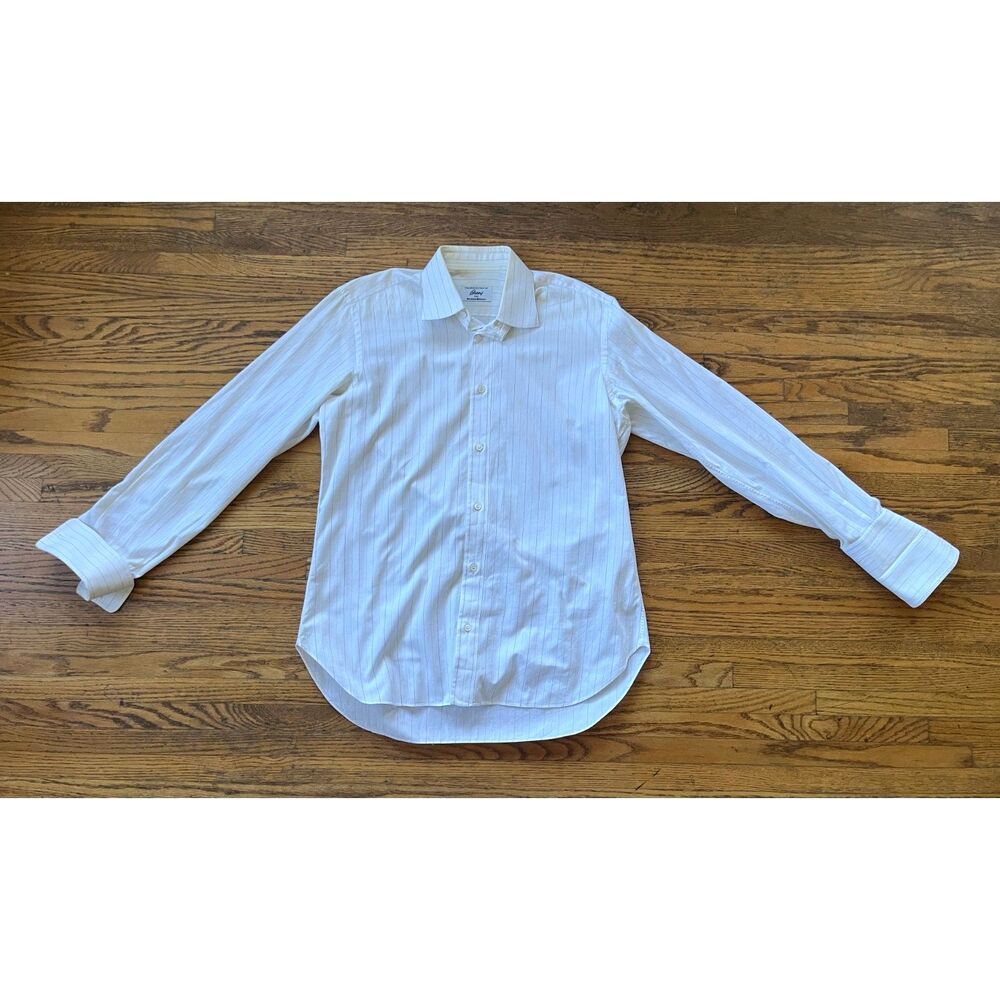 Brioni White Stripe 100% Cotton Button Up Shirt Top  Mens Size 14.5 - Picture 3 of 10